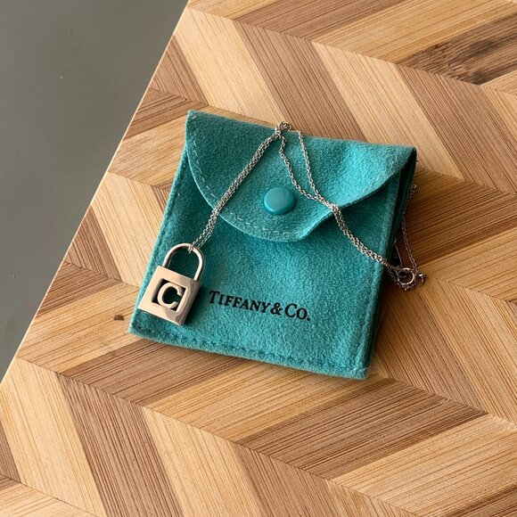Vintage Tiffany & Co C Padlock Charm w/ Chain - Picture 12 of 13